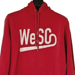 WeSC Men's Swedish Designer High Quality Streetwear Red Graphic Logo Hoodie S